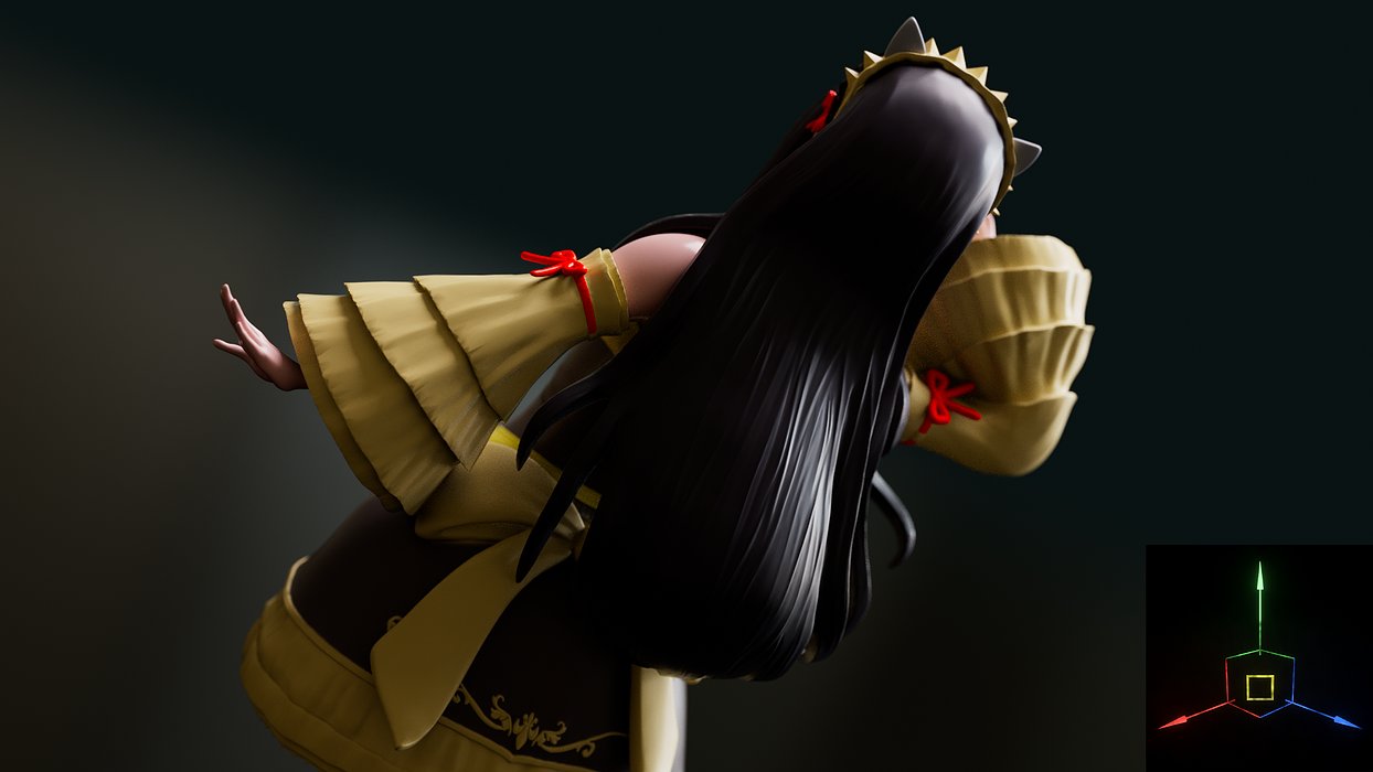 Reika Kanata Original Stylized Anime Girl 3D FBX Model — view 2