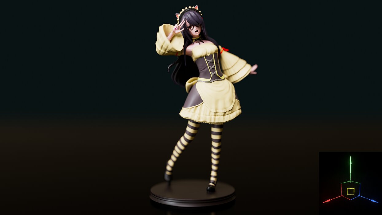 Reika Kanata Original Stylized Anime Girl 3D FBX Model — view 4