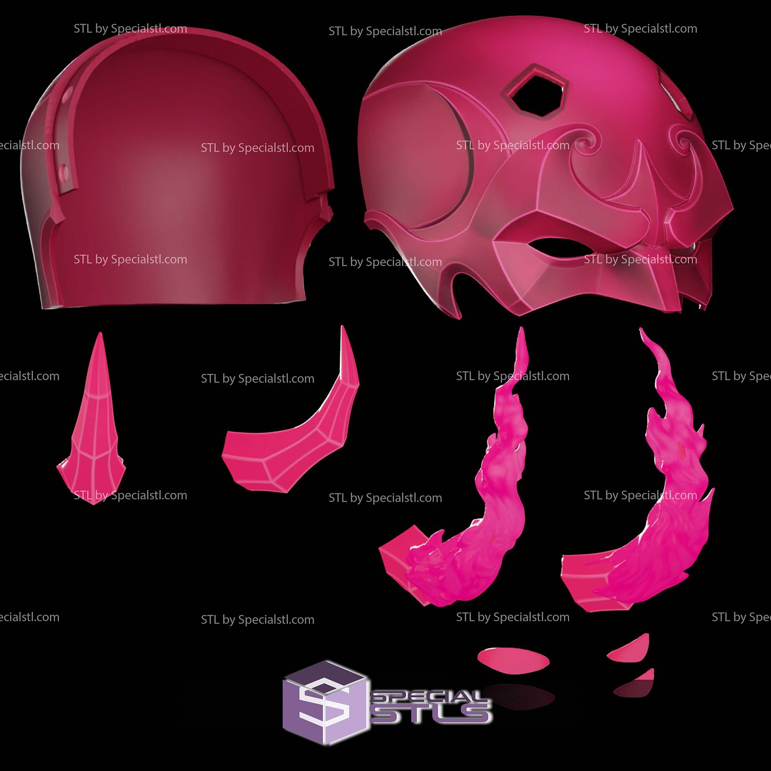 Cosplay STL Files Daredevil Marvel Rivals Helmet 3D Model — view 6