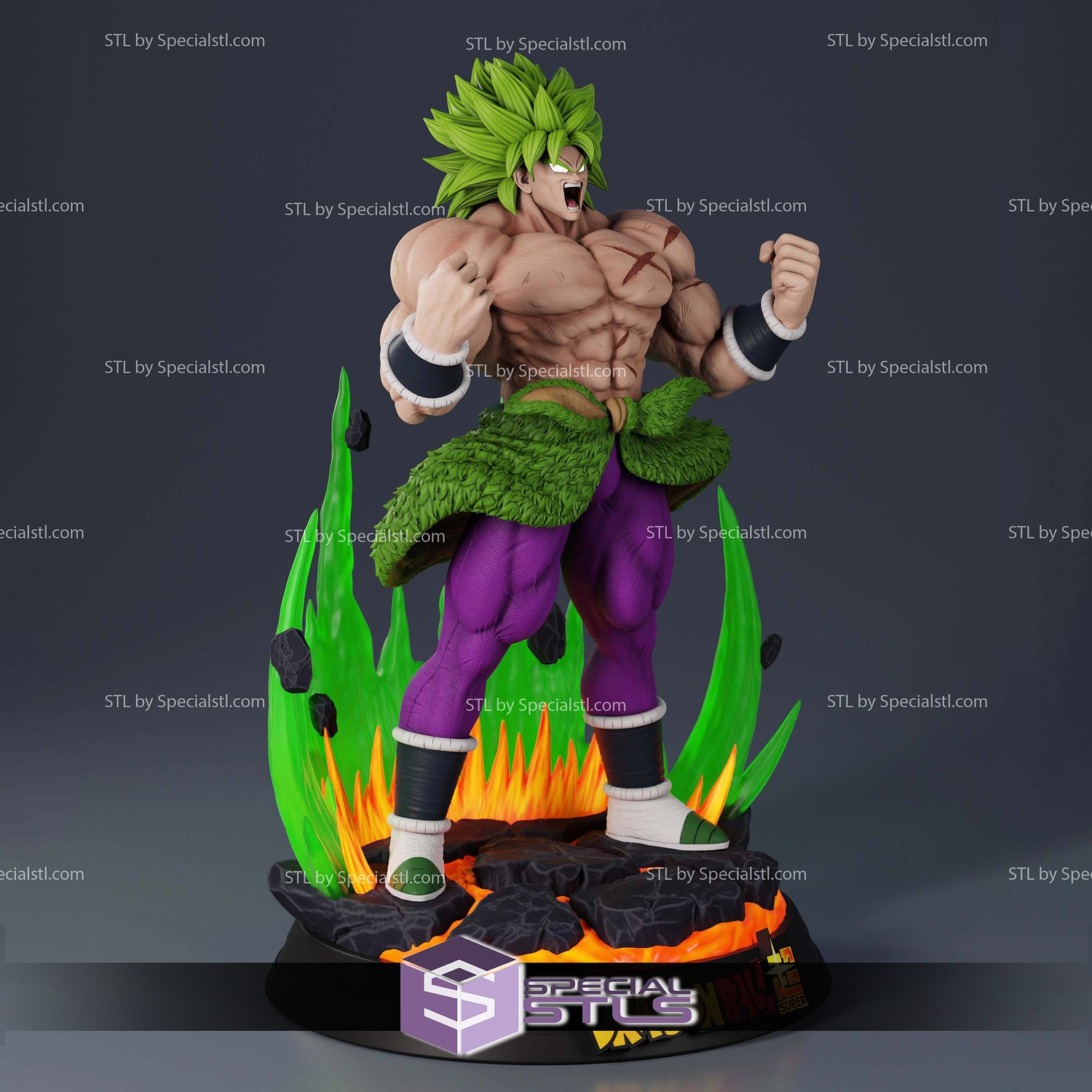 Legendary Super Saiyan Broly Power 3D Printer Files STL Model — view 4