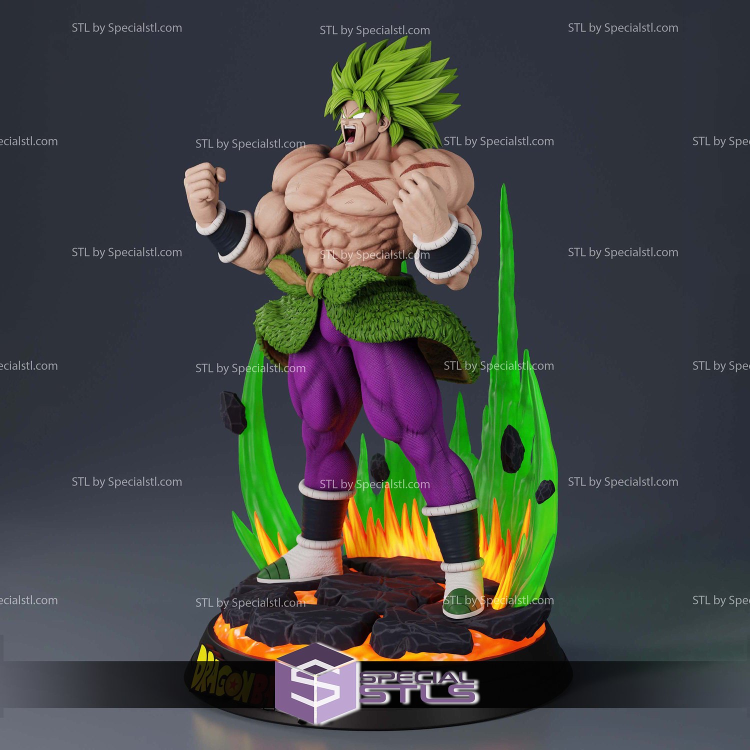 Legendary Super Saiyan Broly Power 3D Printer Files STL Model — view 8