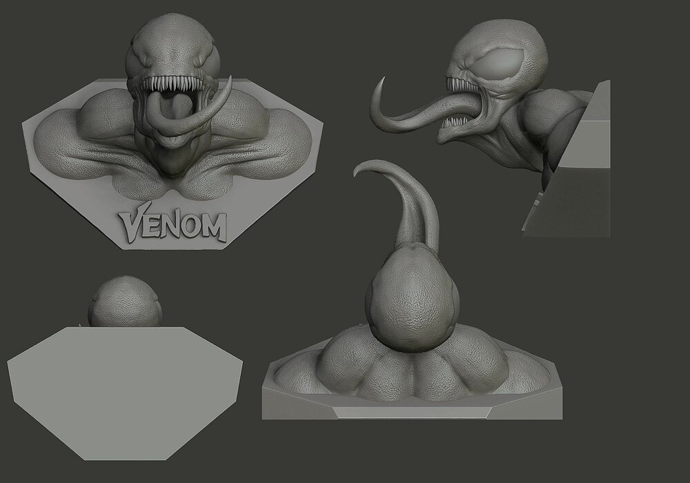 Venom 3d print head STL Model — view 2