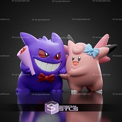 Basic Pokemon Collection Gengar and Clefable 3D STL Model