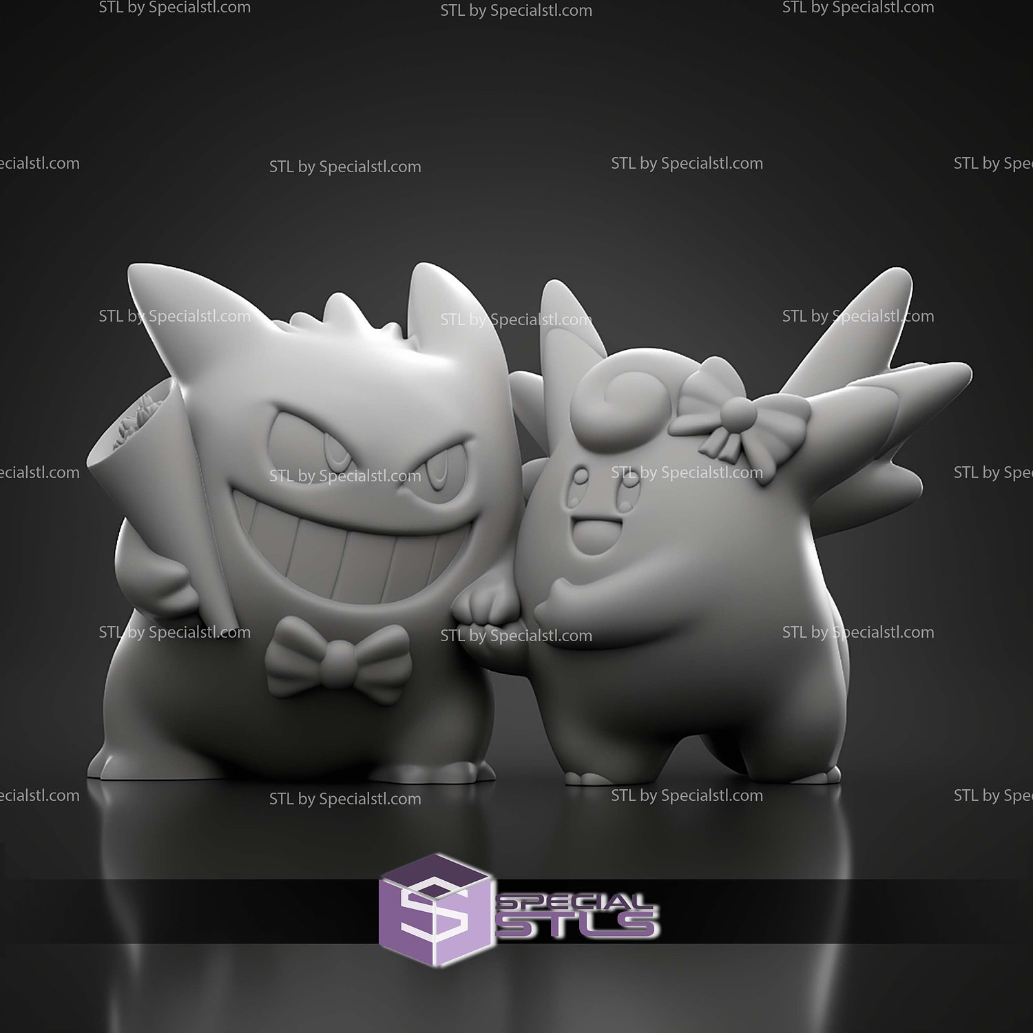 Basic Pokemon Collection Gengar and Clefable 3D STL Model — view 2
