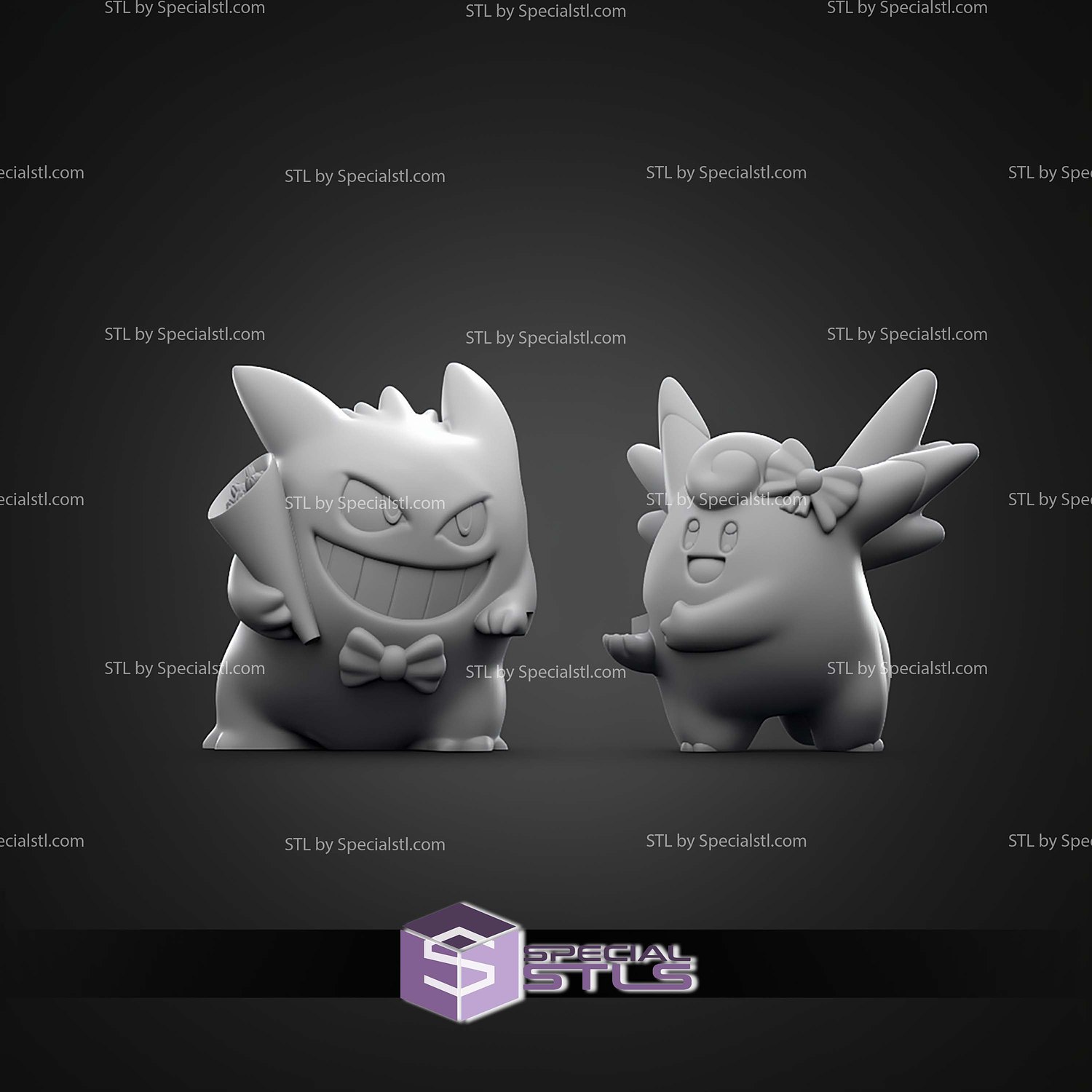 Basic Pokemon Collection Gengar and Clefable 3D STL Model — view 3