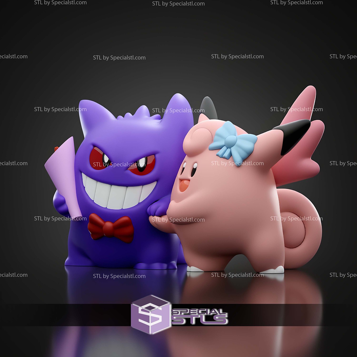 Basic Pokemon Collection Gengar and Clefable 3D STL Model — view 4