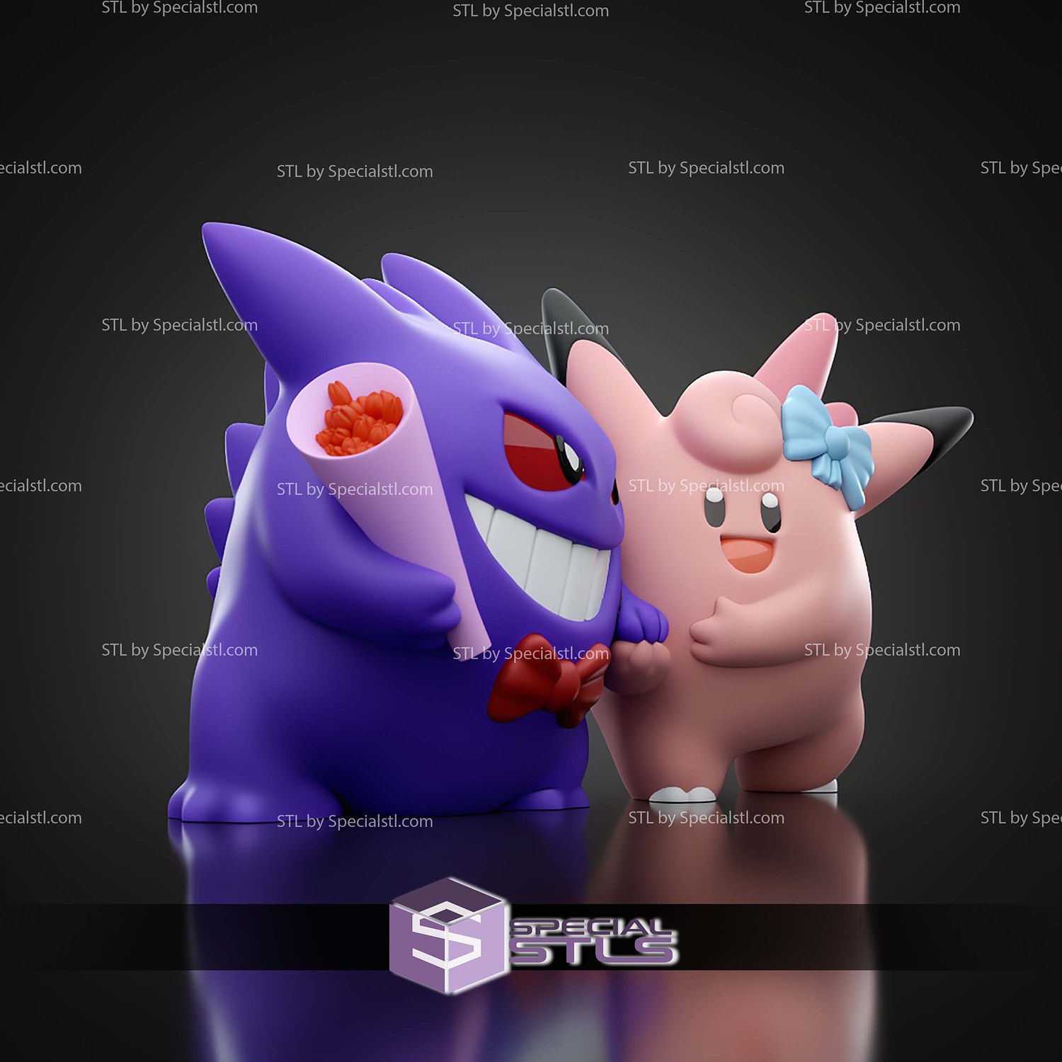 Basic Pokemon Collection Gengar and Clefable 3D STL Model — view 5