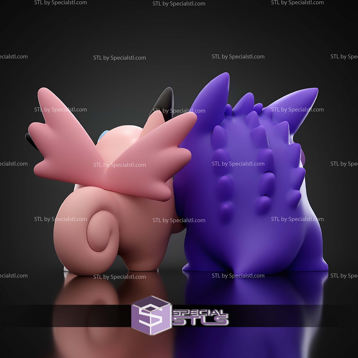 Basic Pokemon Collection Gengar and Clefable 3D STL Model — view 6