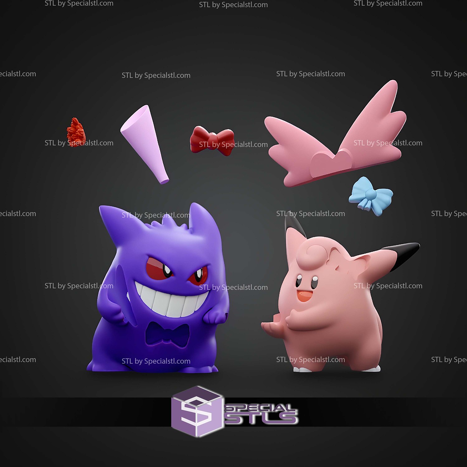 Basic Pokemon Collection Gengar and Clefable 3D STL Model — view 7
