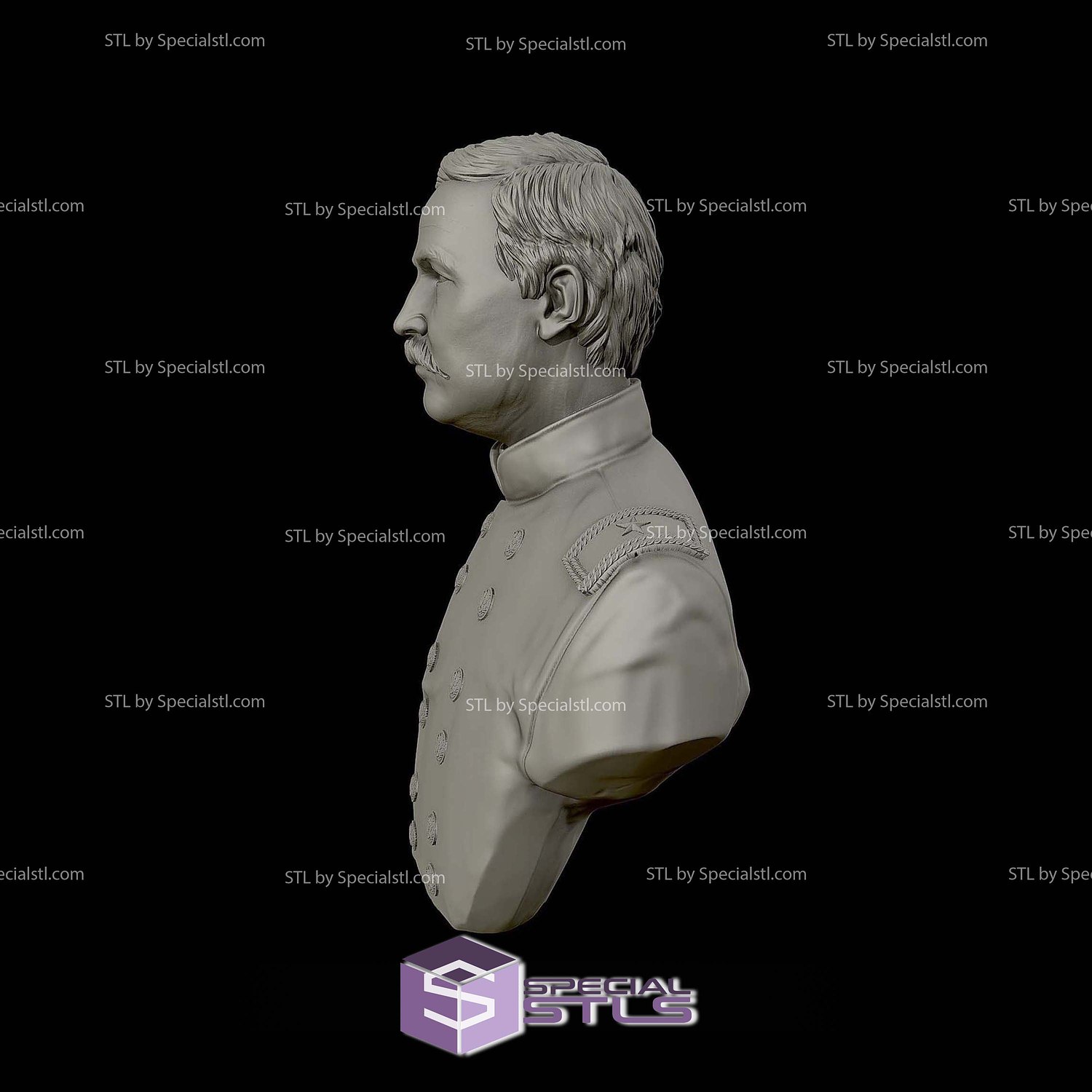 General John Buford Bust 3D Printing Models STL Model — view 2