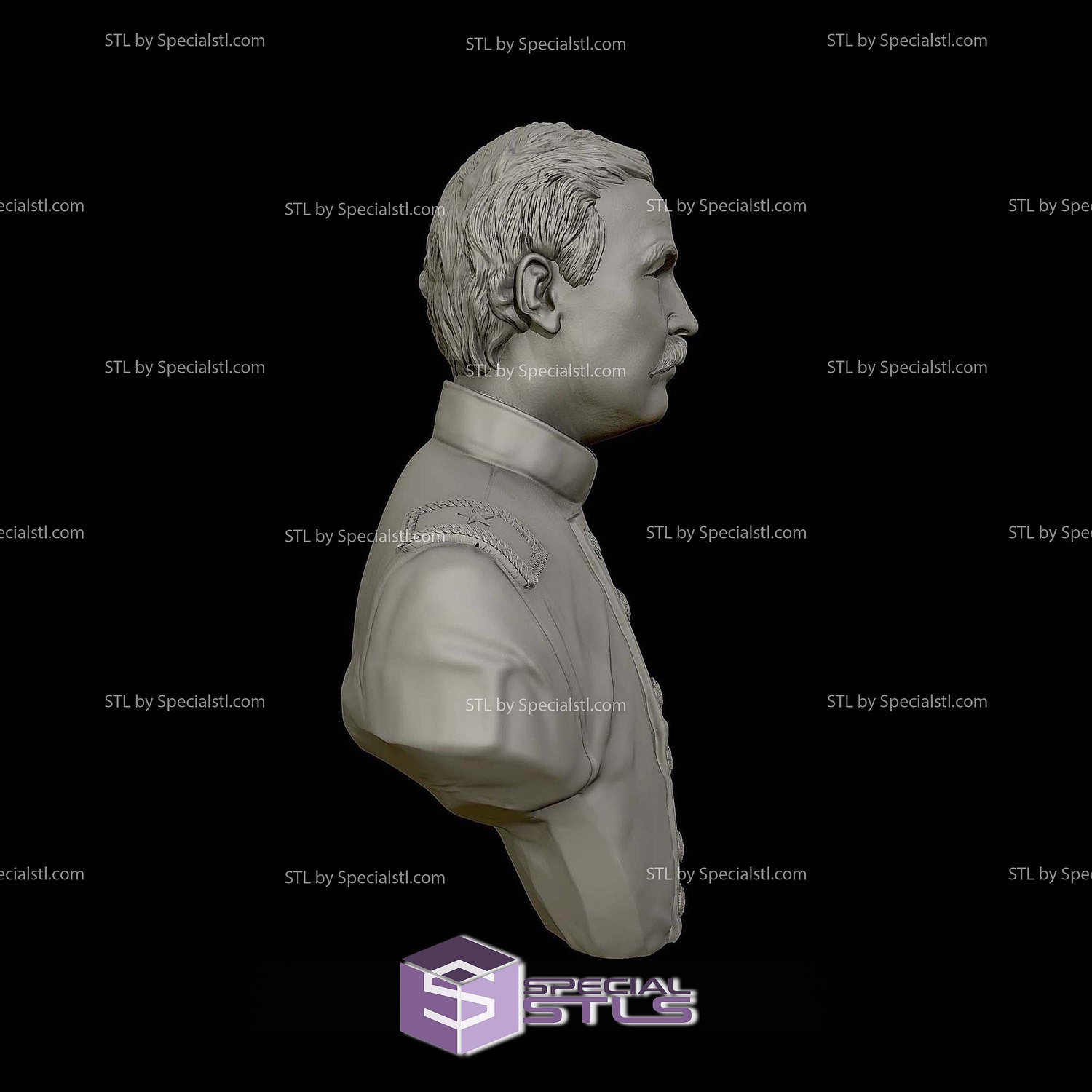 General John Buford Bust 3D Printing Models STL Model — view 4