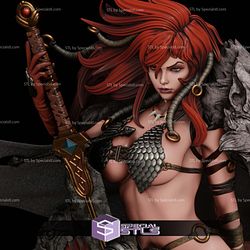Red Sonja and the Wolf 3D Print Sculpture STL Model