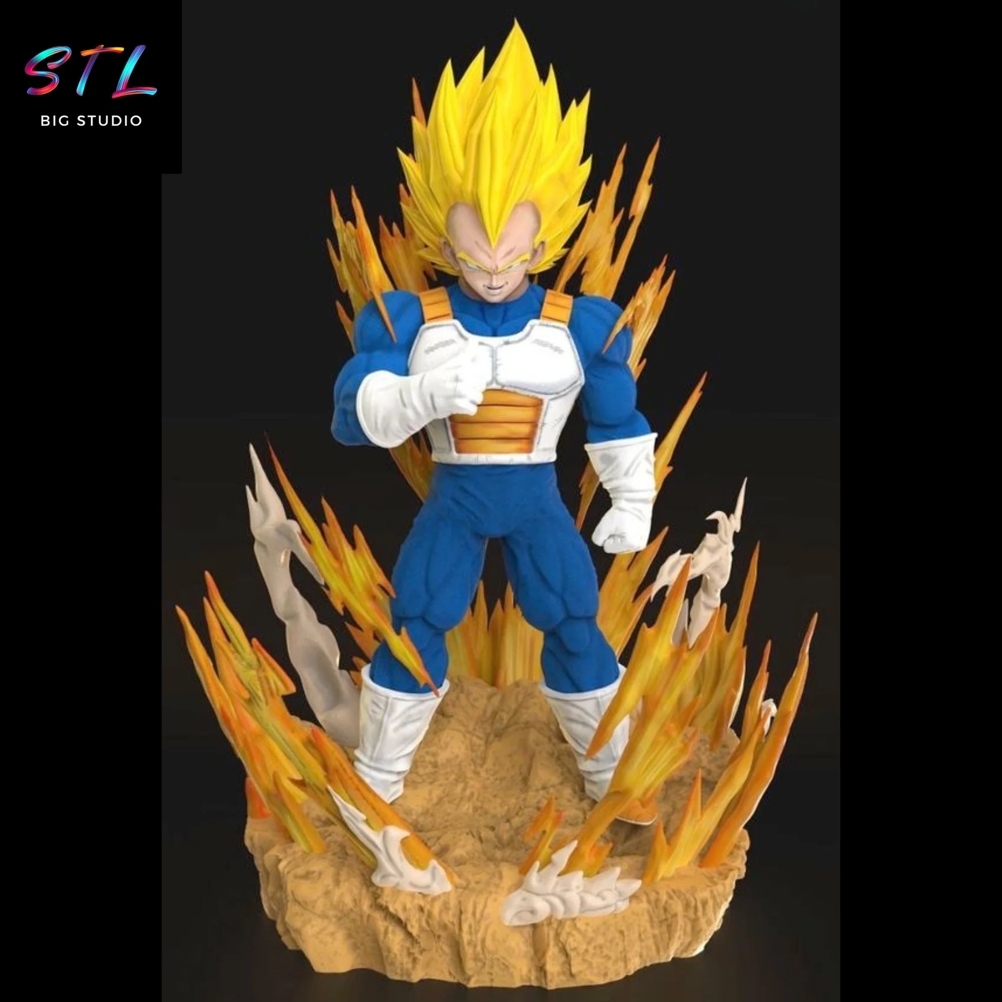 Super Vegeta SSJ2 STL | Dragon Ball Z 3D Figure for Printing Model