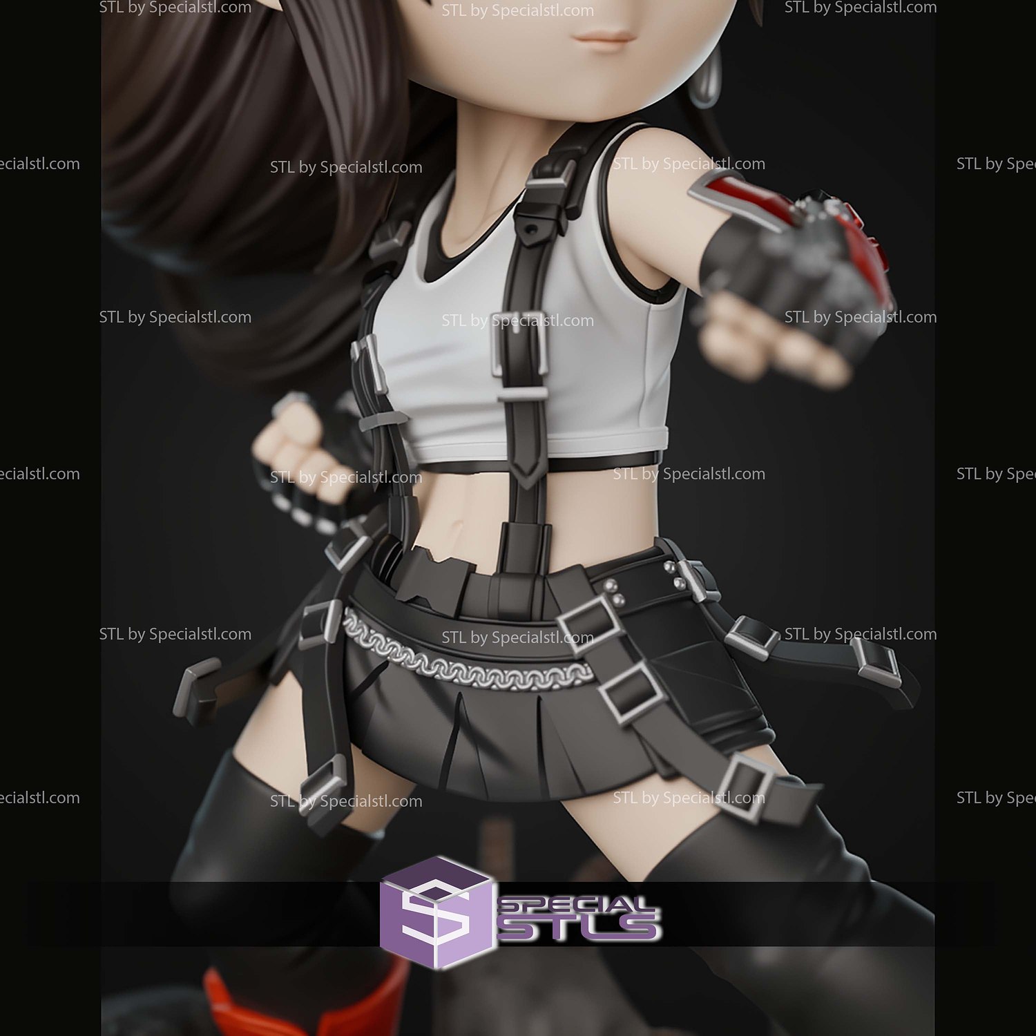 Tifa Lockhart Final Fantasy Chibi STL Files 3D Model — view 5