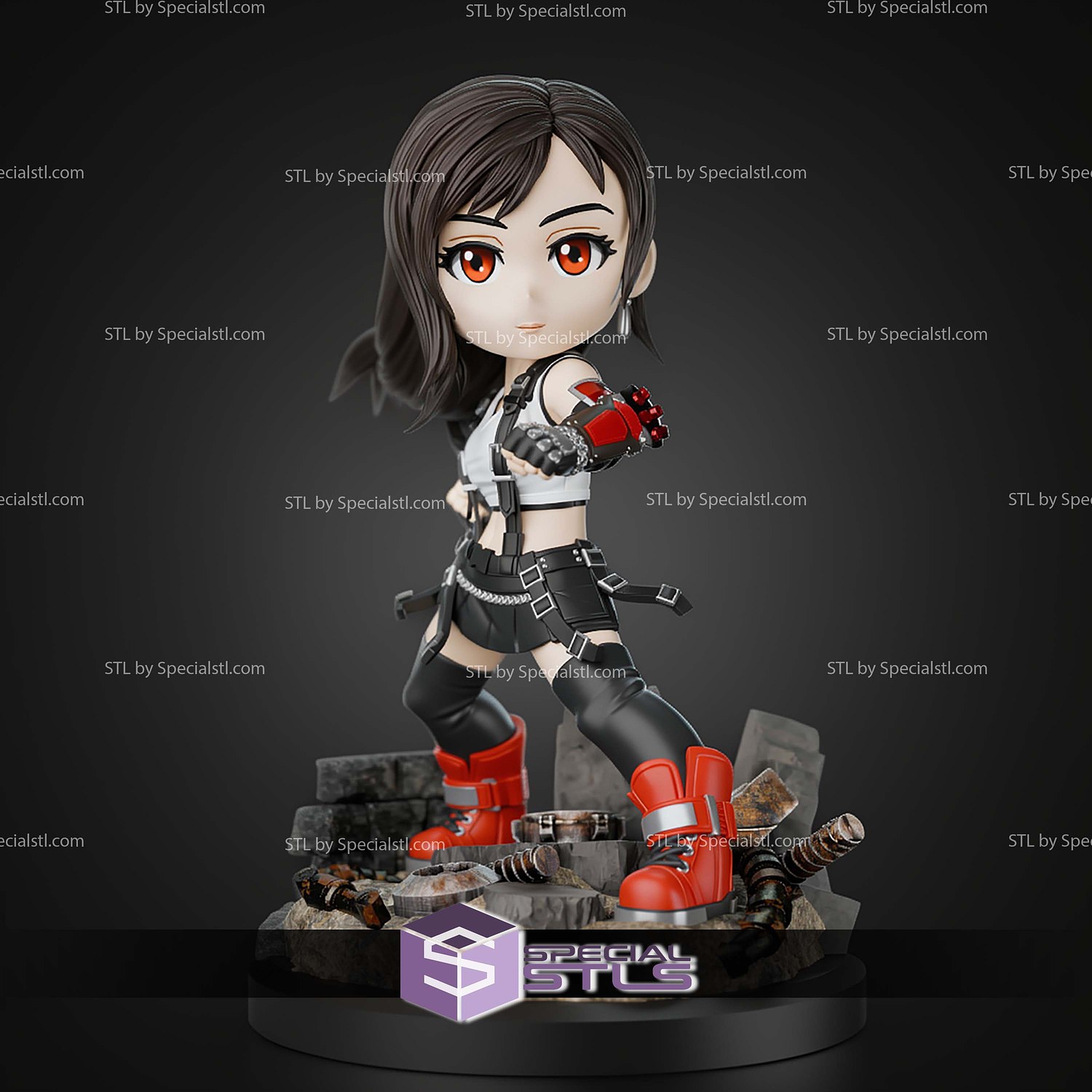 Tifa Lockhart Final Fantasy Chibi STL Files 3D Model — view 7