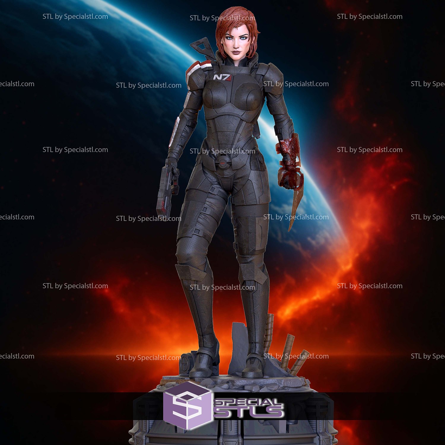 Commander Shephard Female 3D Printer Files STL Model — view 2