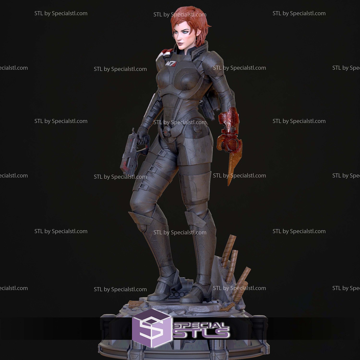 Commander Shephard Female 3D Printer Files STL Model — view 4