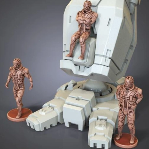 BattleMech Male Pilots 3D Printing Files for SLS\/SLA | Static STL Model