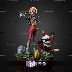 Yolei and Hawkmon Digimon STL Files 3D Model