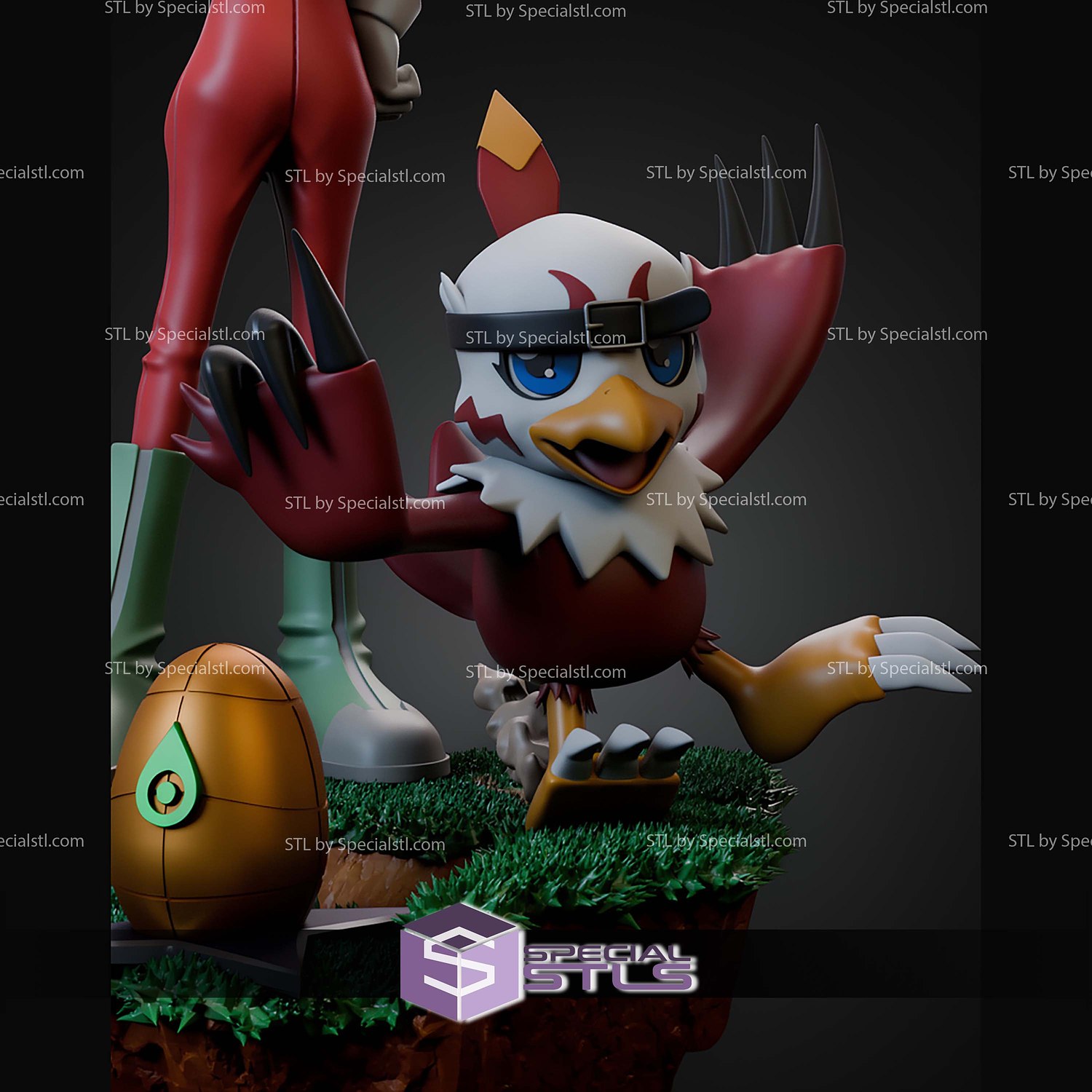 Yolei and Hawkmon Digimon STL Files 3D Model — view 4