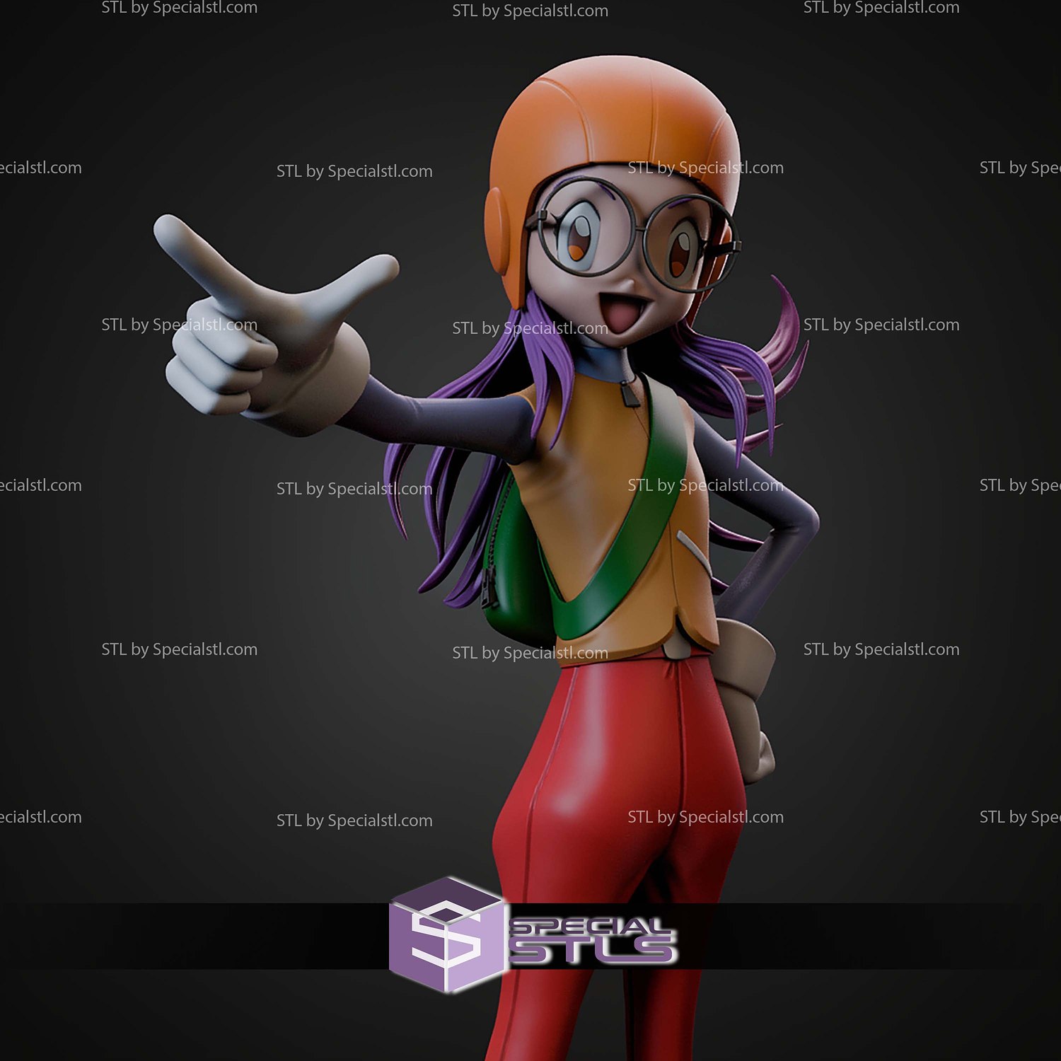 Yolei and Hawkmon Digimon STL Files 3D Model — view 5
