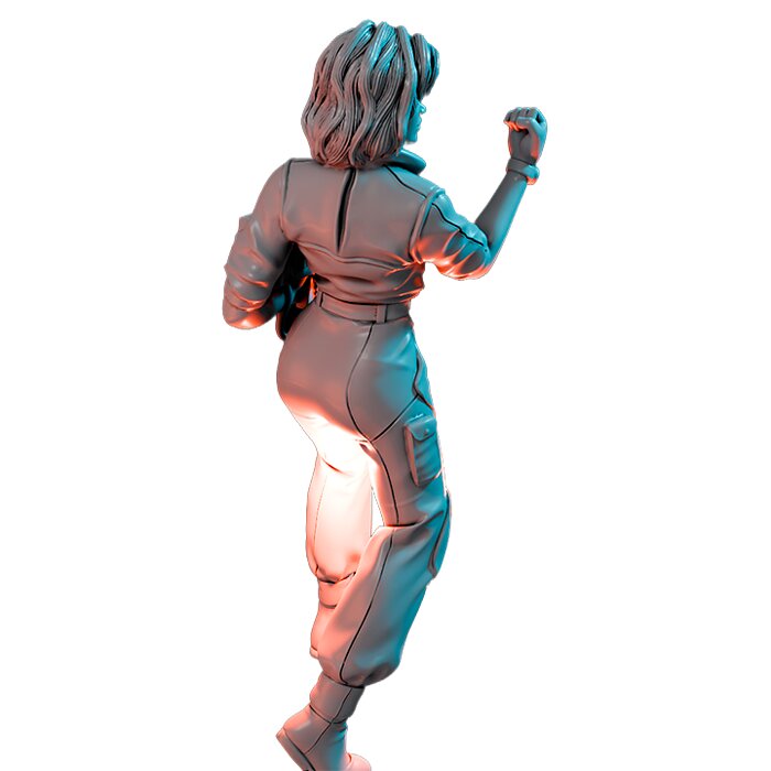 Yellow Jumpsuit Lady II - Board Game Miniature STL 3D Model — view 4