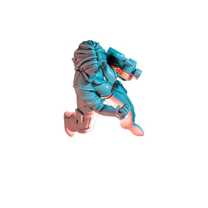 Yellow Jumpsuit Lady II - Board Game Miniature STL 3D Model — view 6