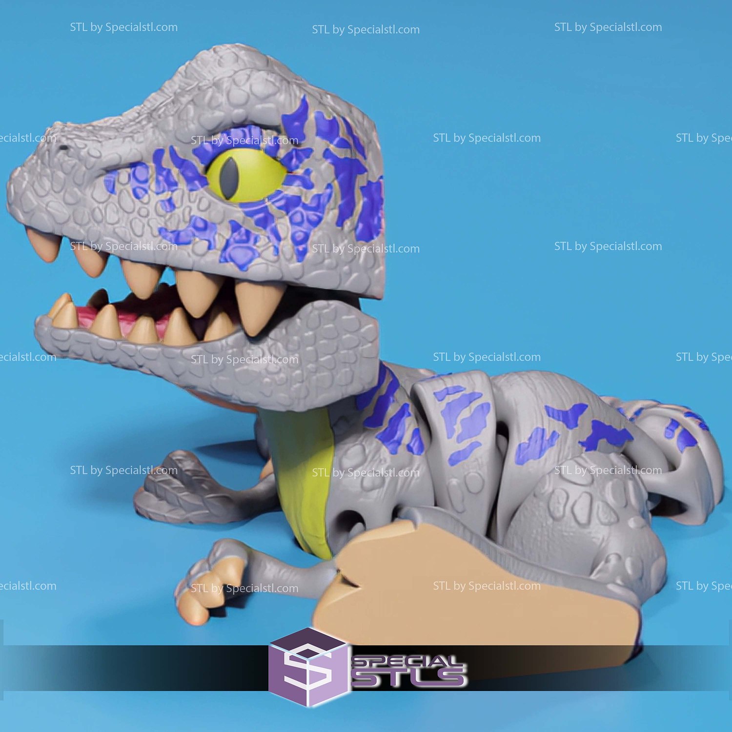 Basic STL Vappy Cute Velociraptor Articulated Print in Place 3D Model — view 2