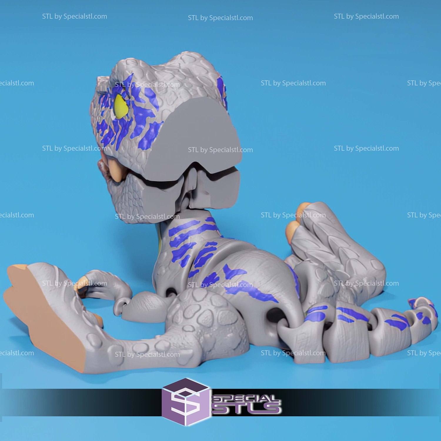 Basic STL Vappy Cute Velociraptor Articulated Print in Place 3D Model — view 4