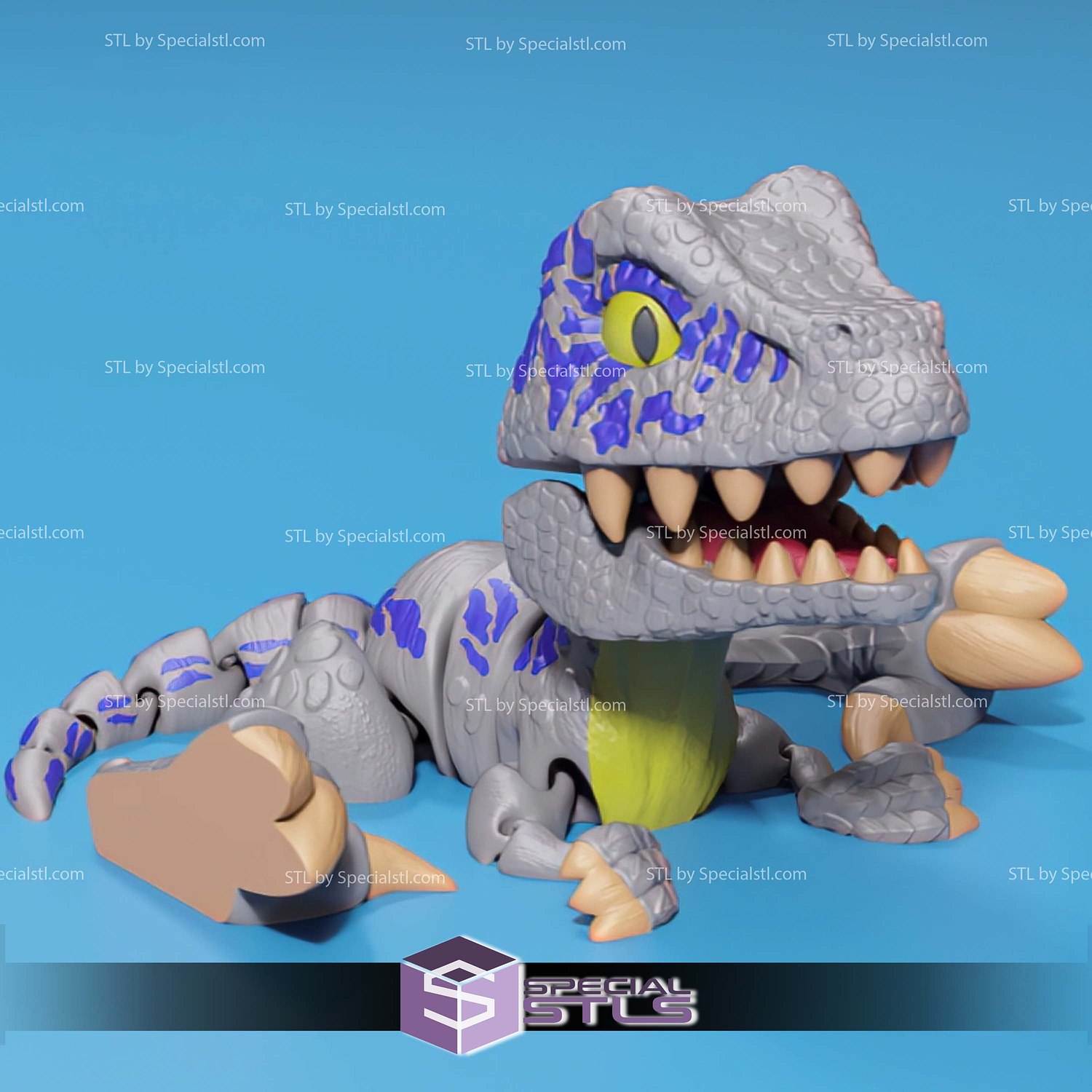Basic STL Vappy Cute Velociraptor Articulated Print in Place 3D Model — view 7