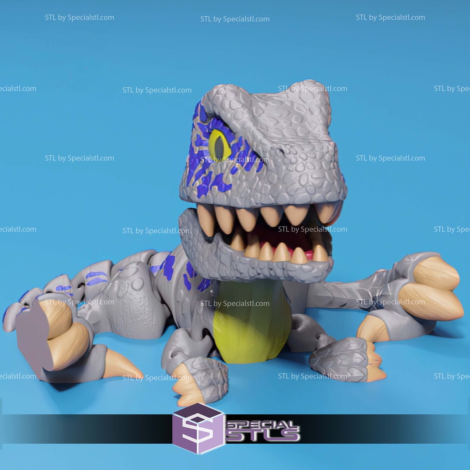 Basic STL Vappy Cute Velociraptor Articulated Print in Place 3D Model — view 8