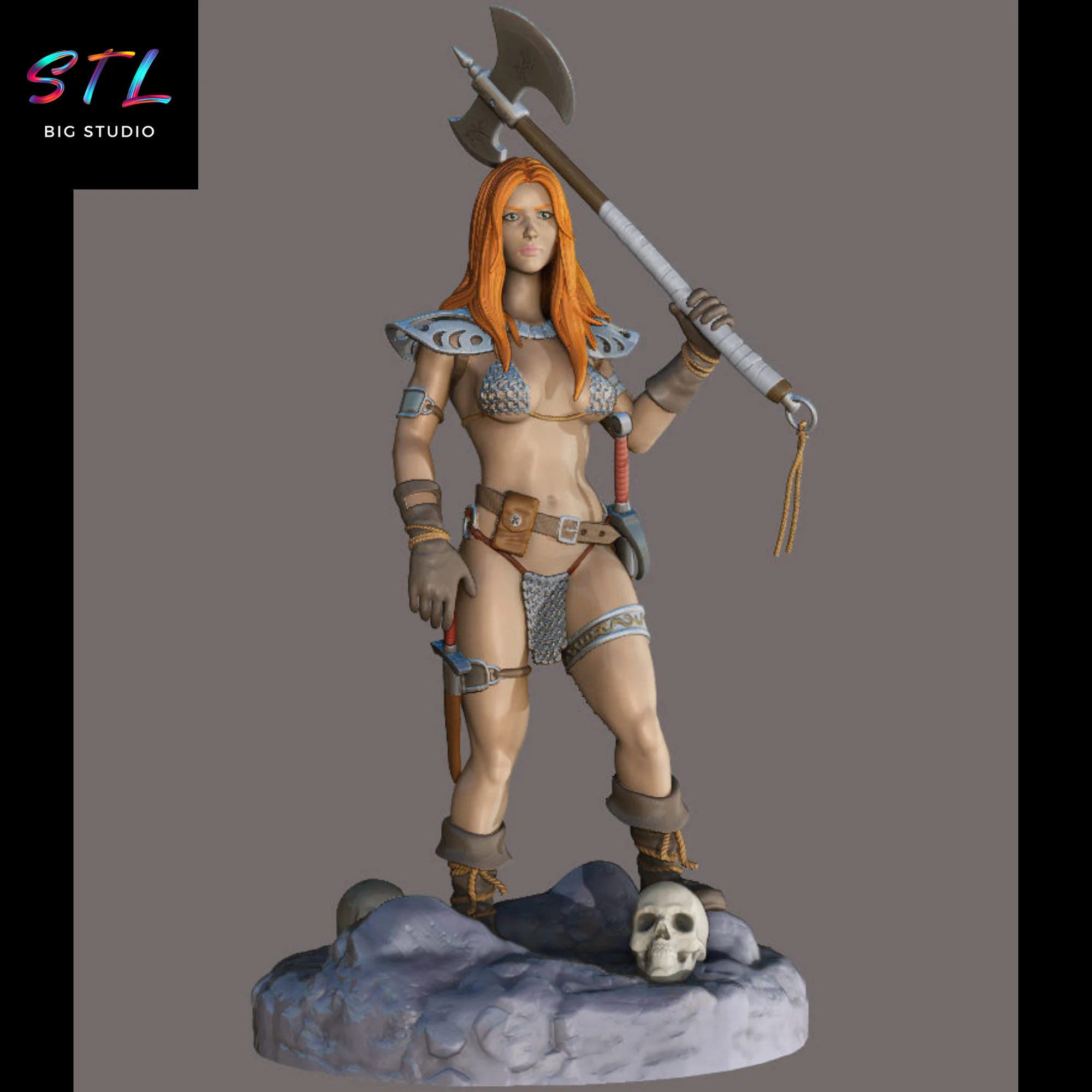 STL Figure of Red Sonja | The Barbarian Warrior | 3D Printable Model Model