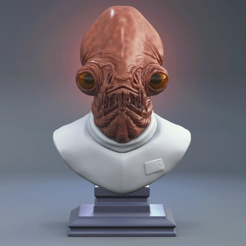 Admiral Ackbar Bust 3D Printer Files | Assembly STL Model