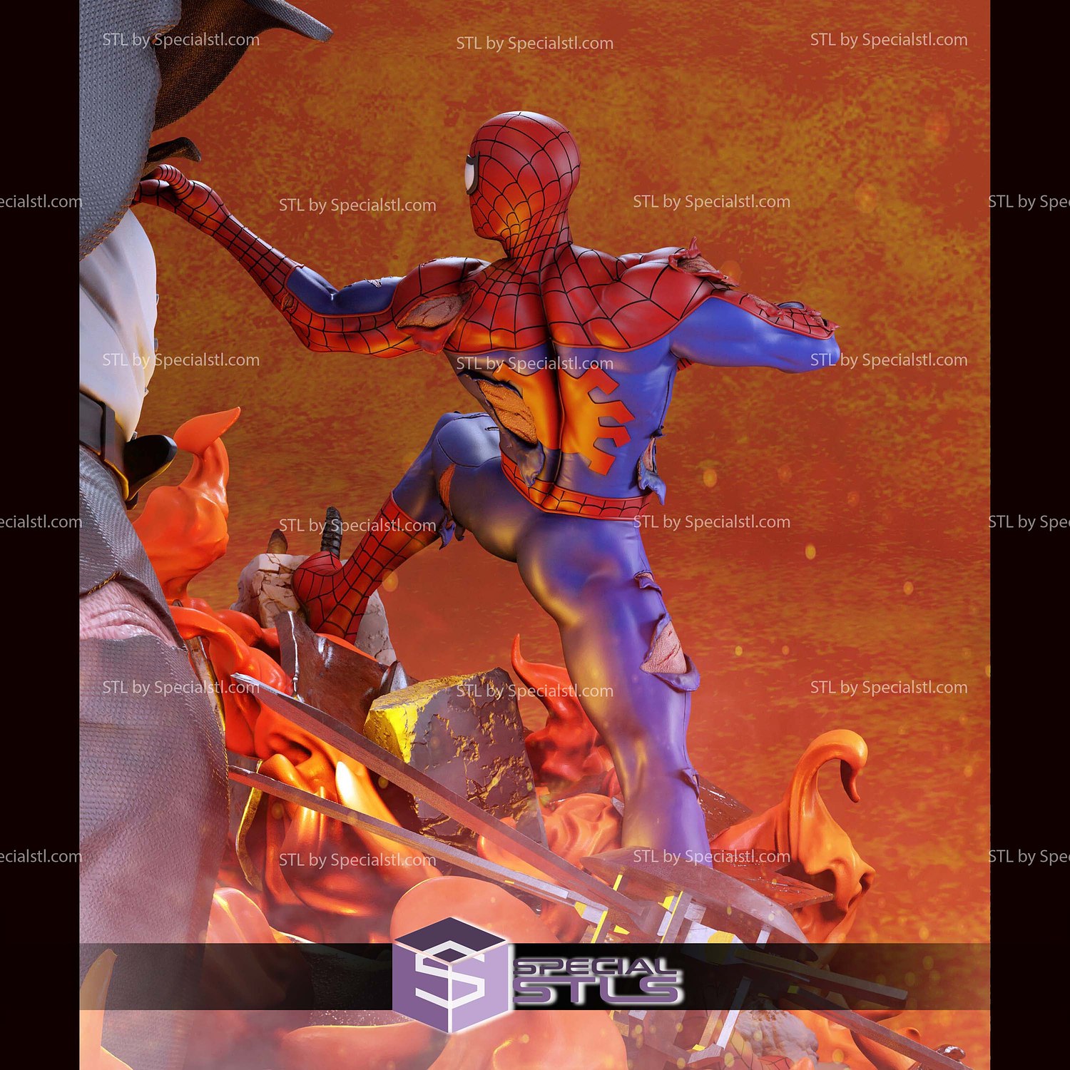 Kingpin vs Spiderman Diorama 3D Printer Files STL Model — view 6