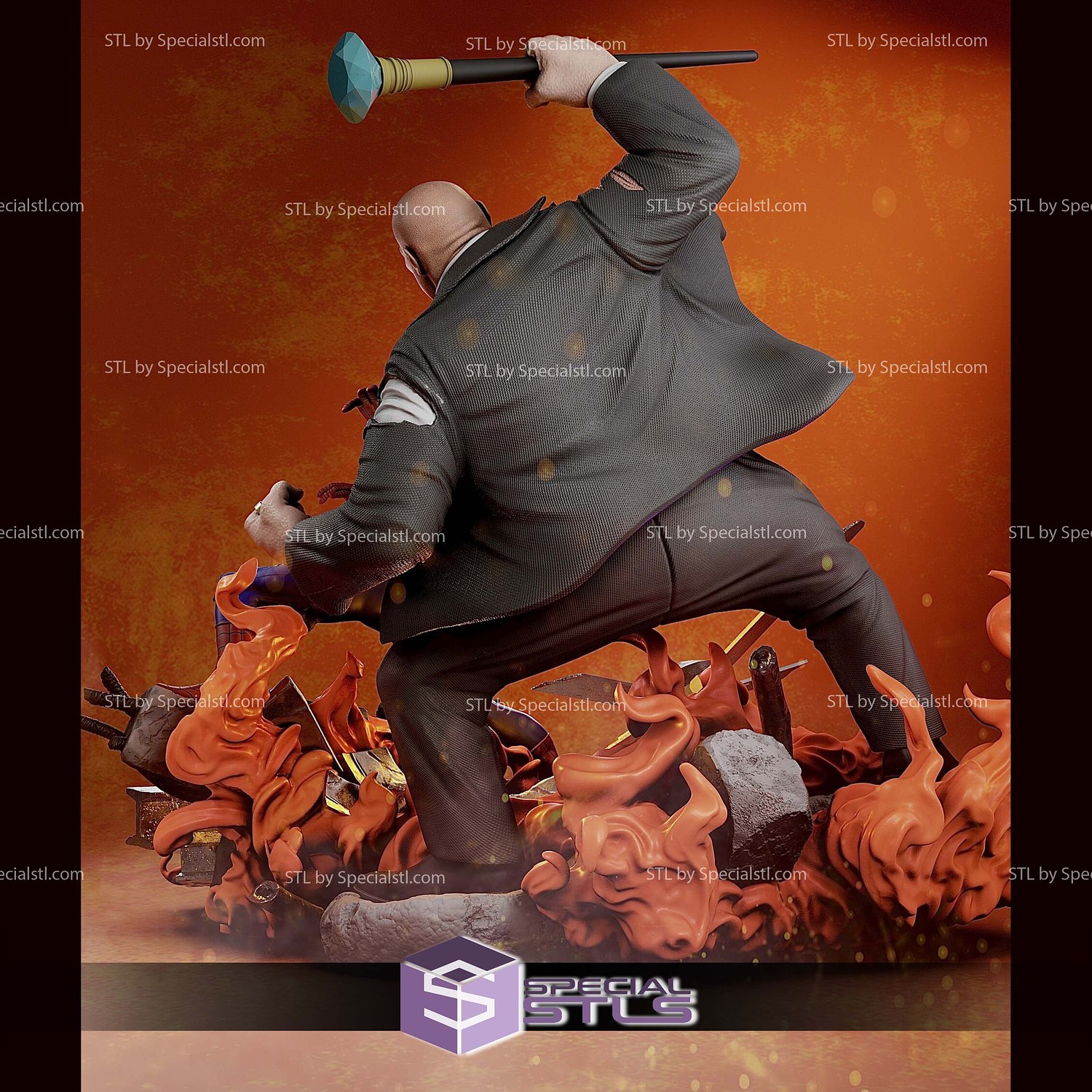 Kingpin vs Spiderman Diorama 3D Printer Files STL Model — view 8