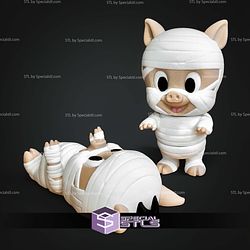 Flexi Porky Mummy Halloween STL Files 3D Model