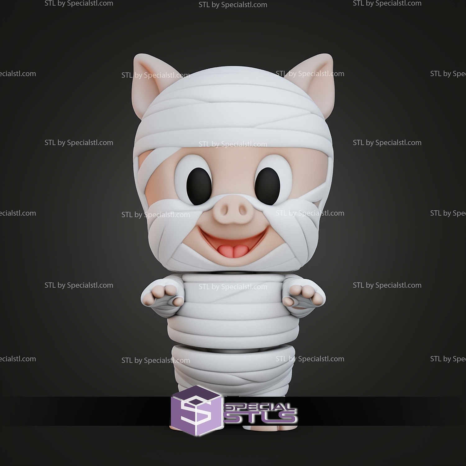 Flexi Porky Mummy Halloween STL Files 3D Model — view 2