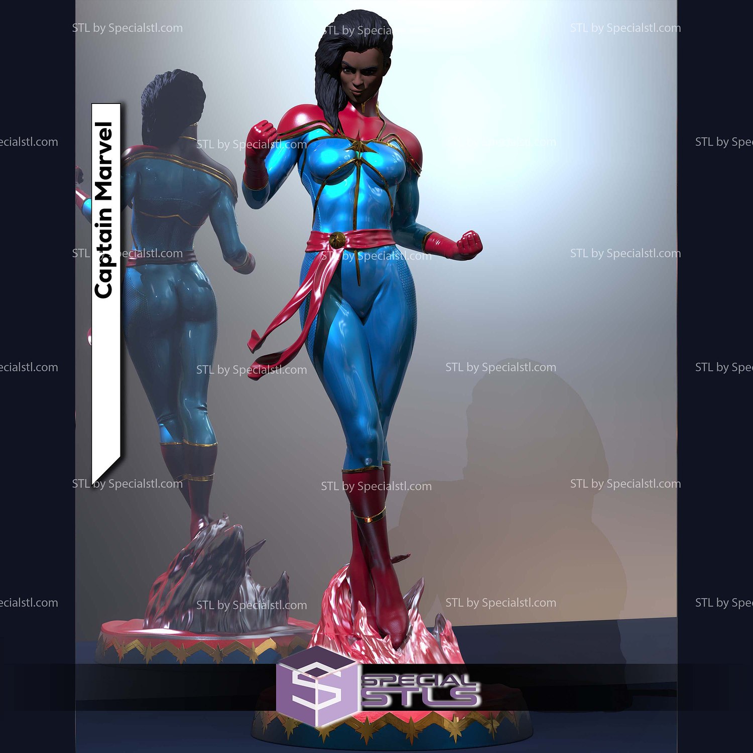Captain Marvel Standalone 3D Printer Files STL Model — view 2