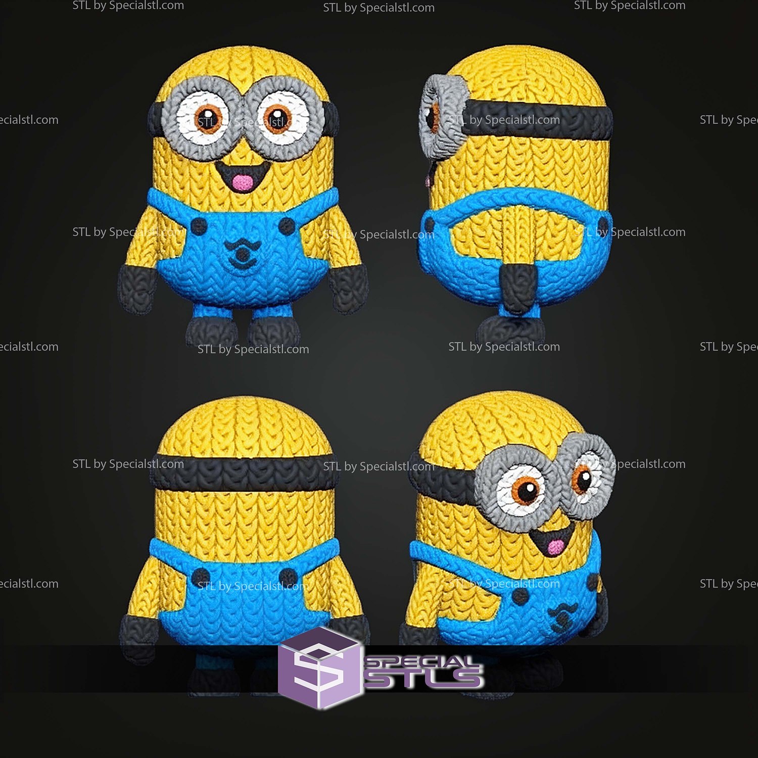 Super Basic STL Minions Knitted 3D Model — view 4