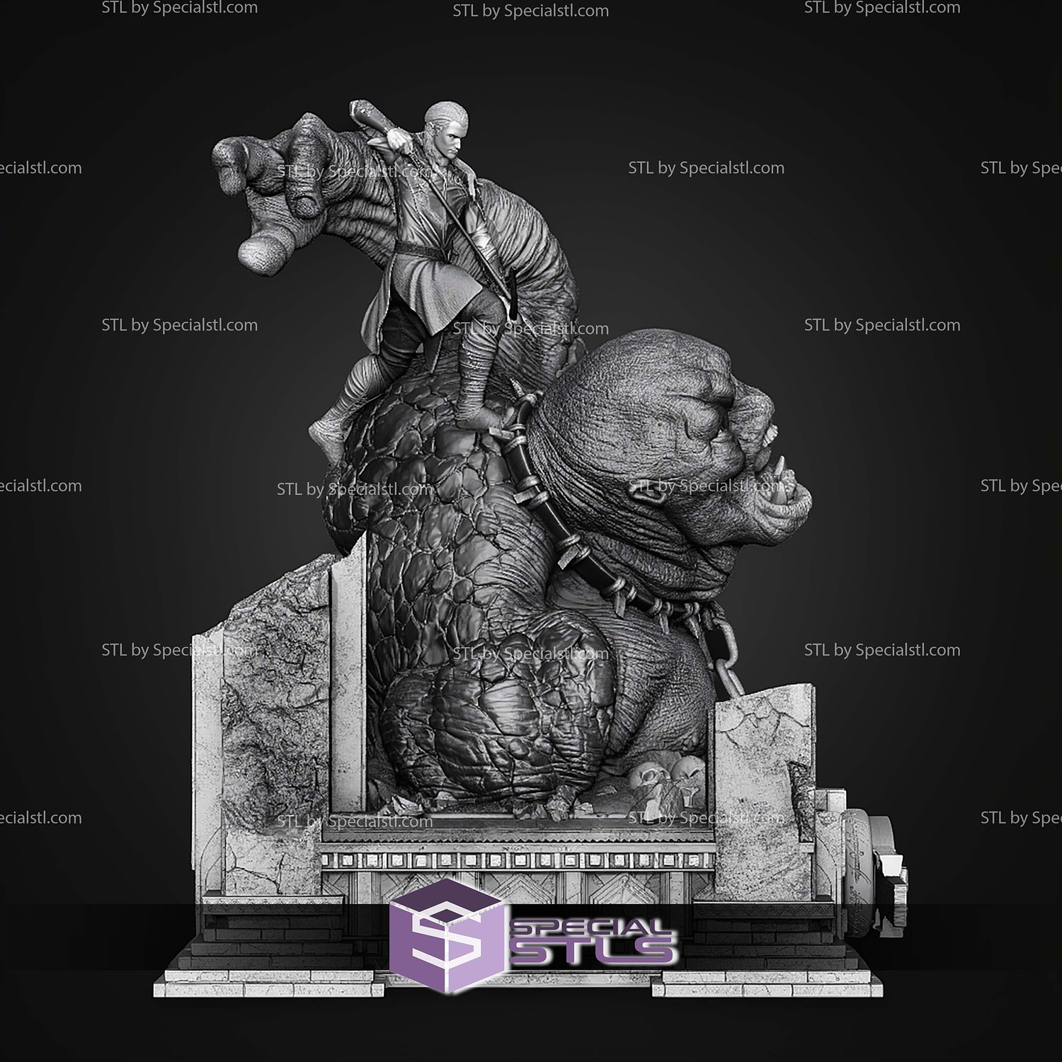 Legolas vs Troll Diorama Lite Version STL Files 3D Model — view 4