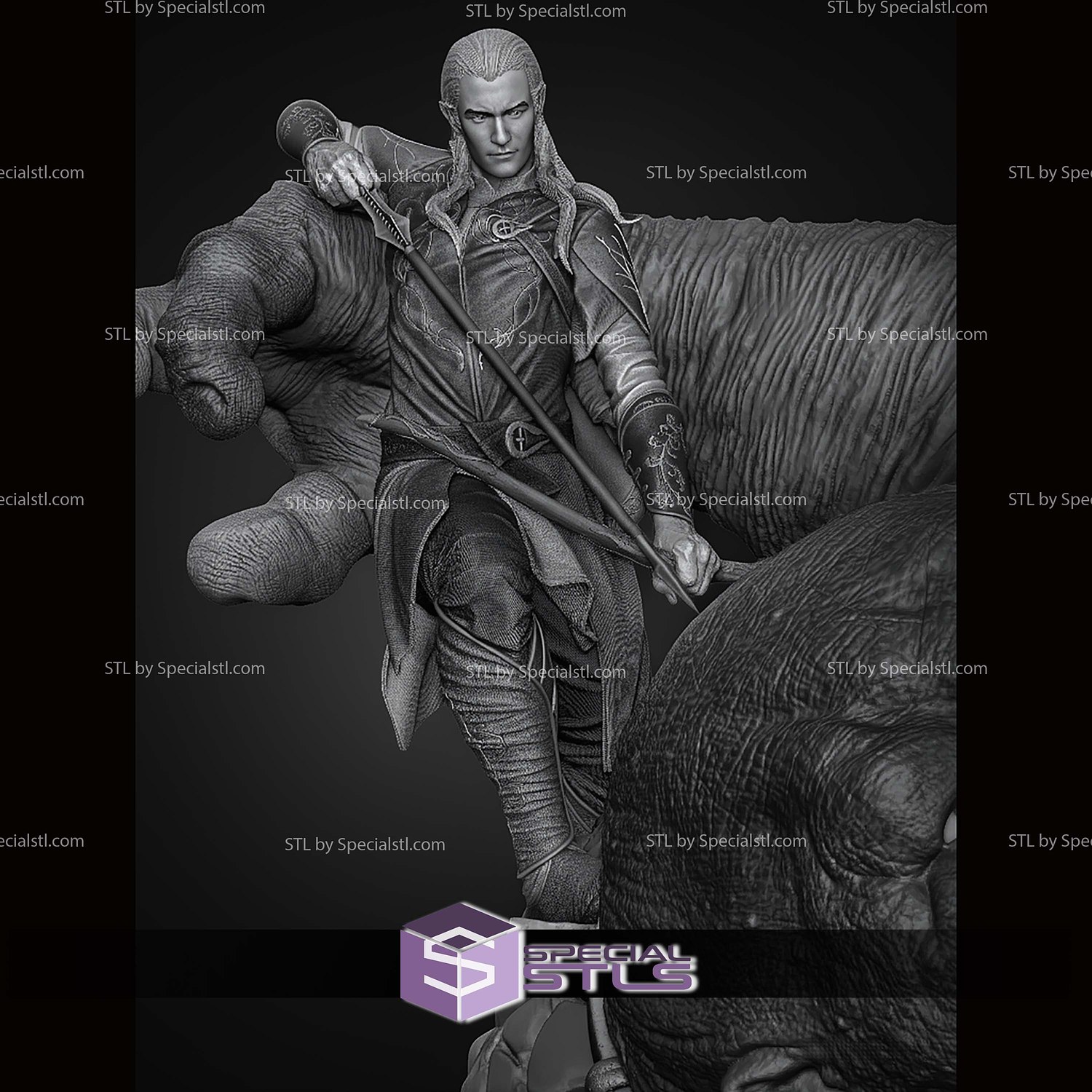 Legolas vs Troll Diorama Lite Version STL Files 3D Model — view 7