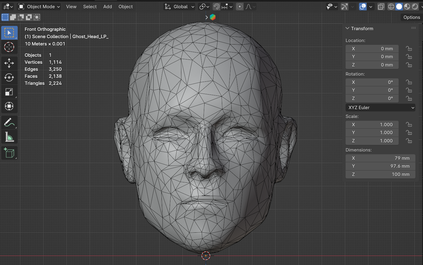 Creepy Low Poly Head 3D STL Model