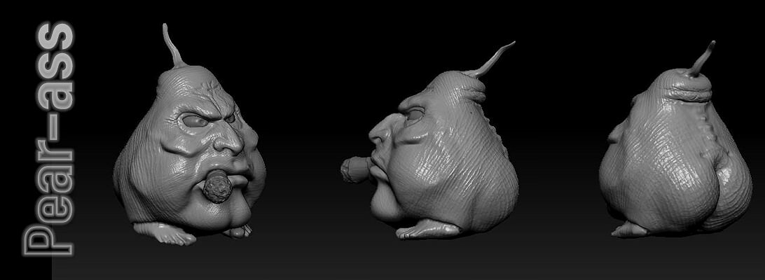 smoking pear 3D STL Model — view 2