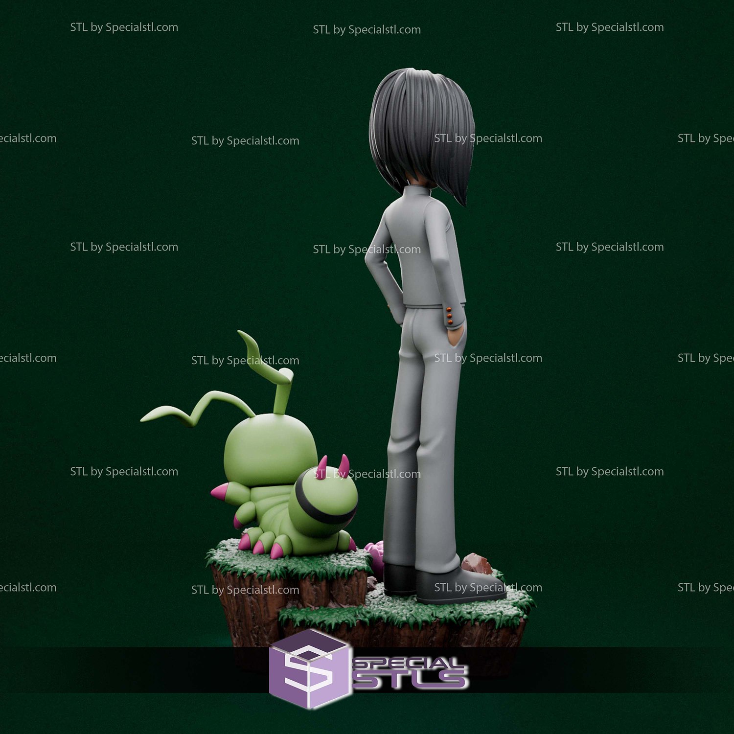 Ken Ichijouji and Wormmon Digimon STL Files 3D Model — view 4