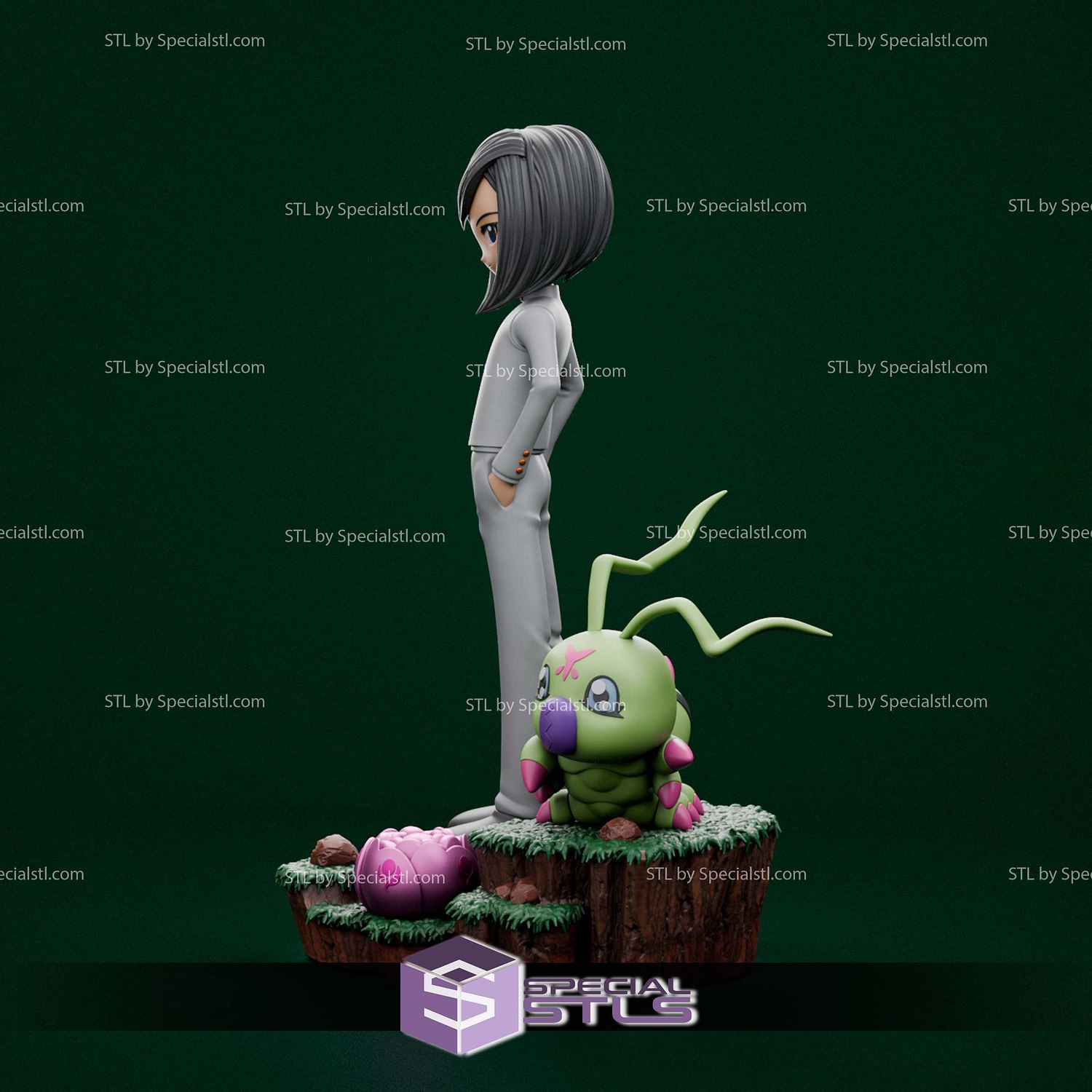 Ken Ichijouji and Wormmon Digimon STL Files 3D Model — view 5