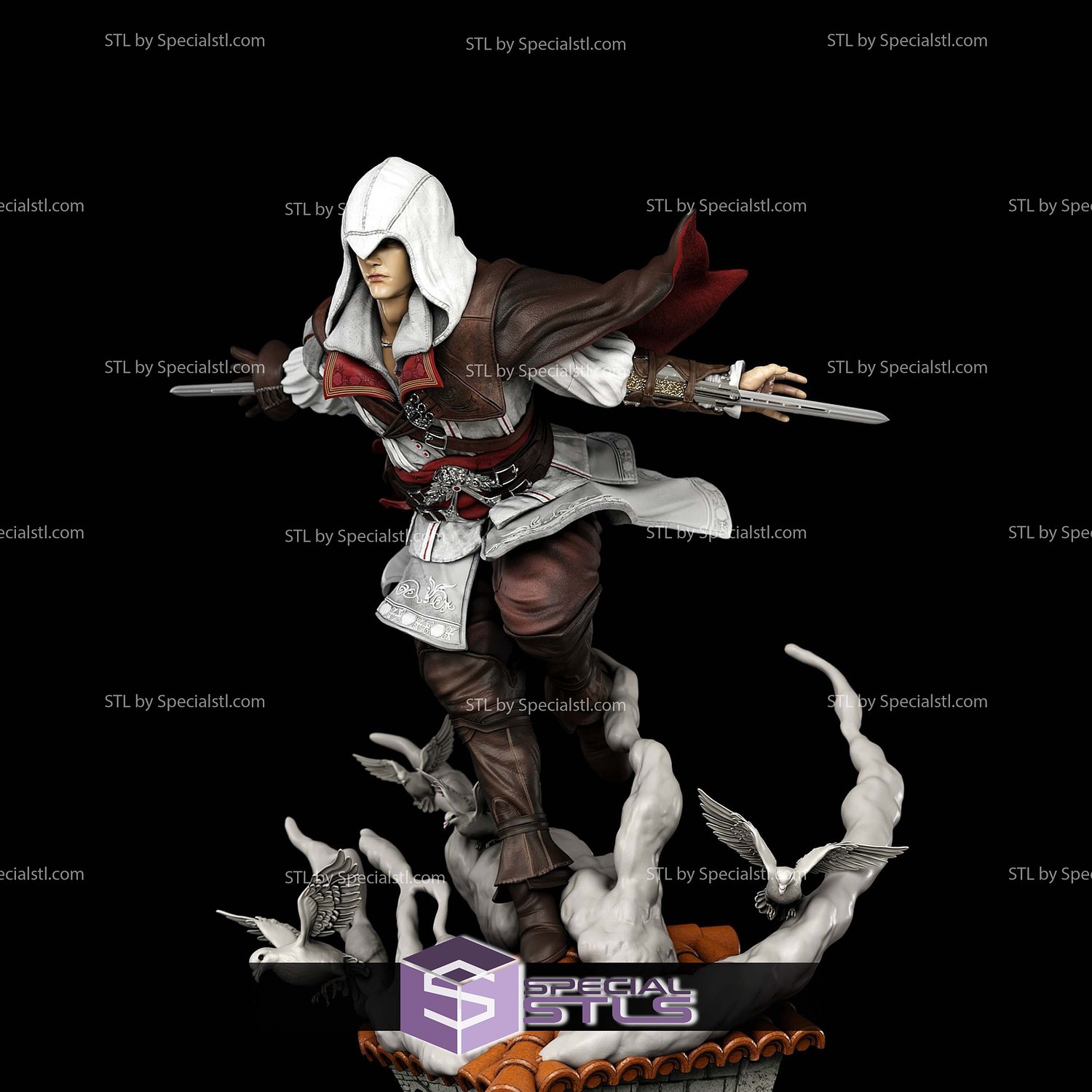Ezio Auditore in Action Roof 3D Printer Files STL Model — view 3