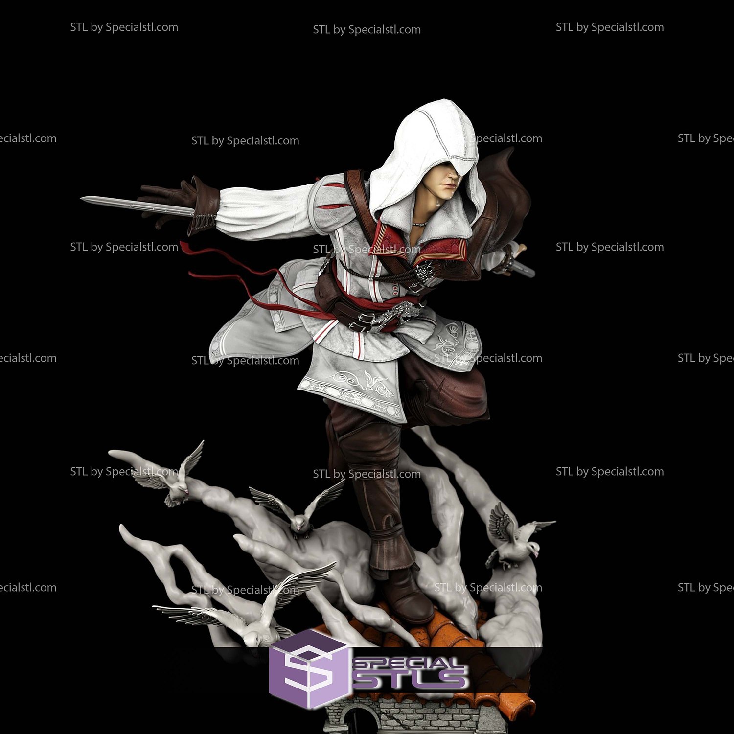 Ezio Auditore in Action Roof 3D Printer Files STL Model — view 7