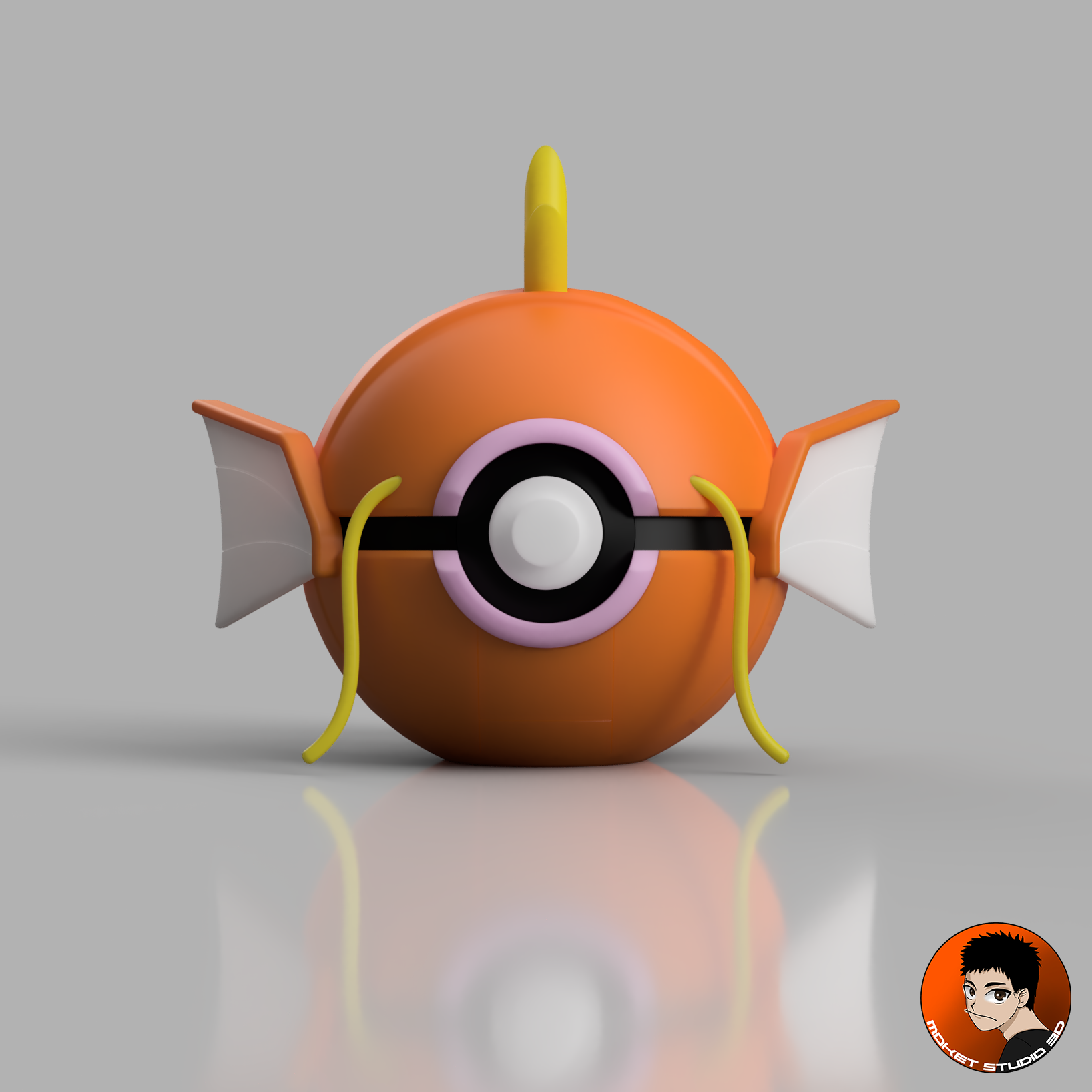 Pokemon 0129 - Magikarp Pokeball 3D STL Model