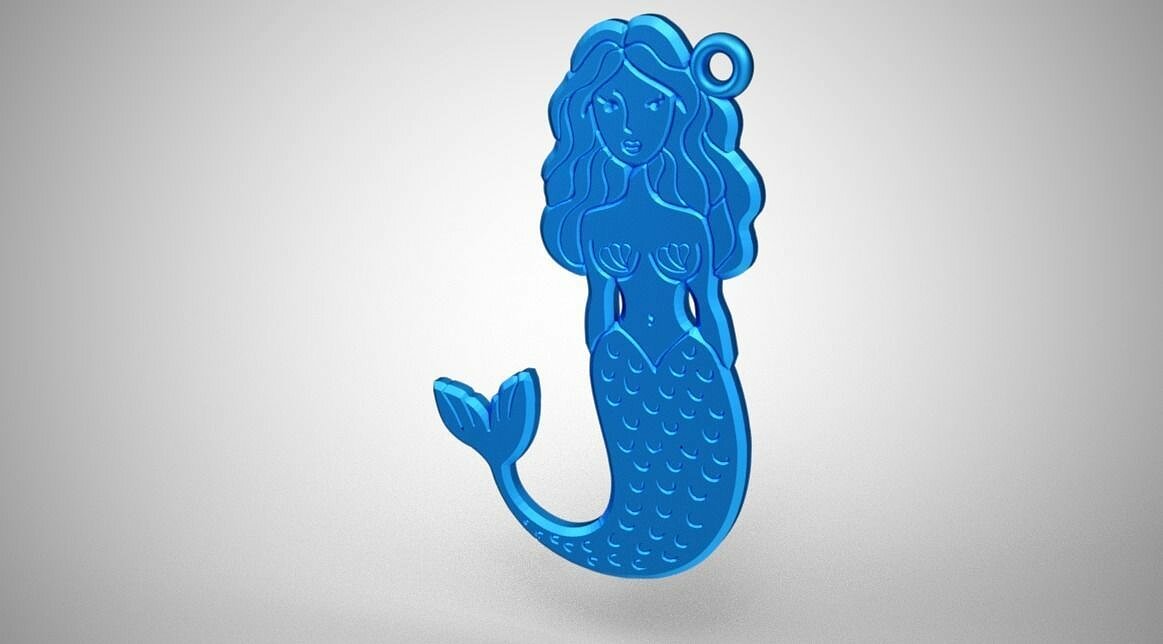 Mermaid Pendant 3D OBJ Model — view 2