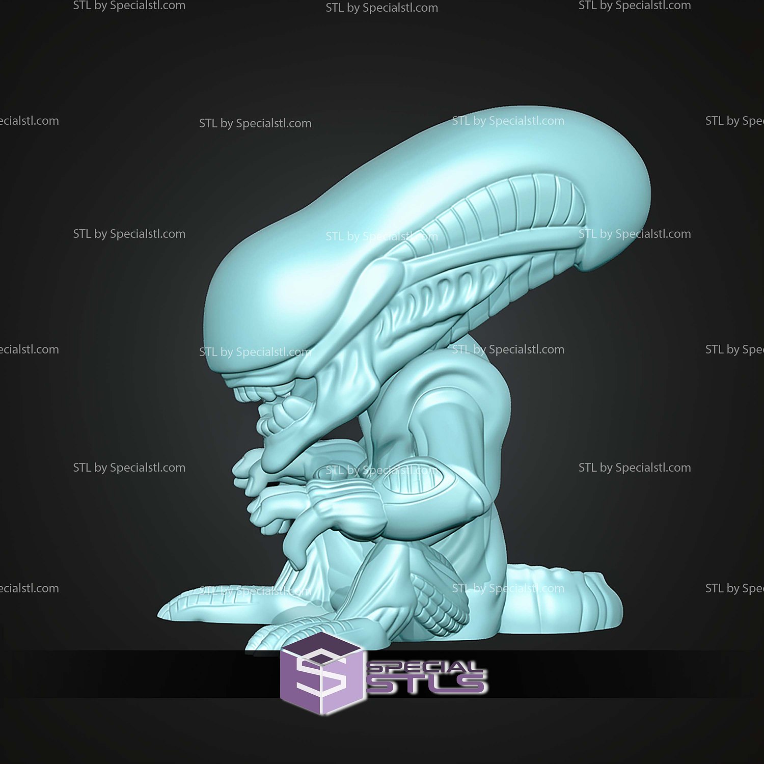 Super Basic STL Alien Xenomorph MultiColor 3D Model — view 3